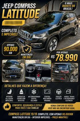 JEEP COMPASS 2.0 16V FLEX LONGITUDE AUTOMÁTICO JEEP COMPASS 2.0 16V FLEX LONGITUDE AUTOMÁTICO